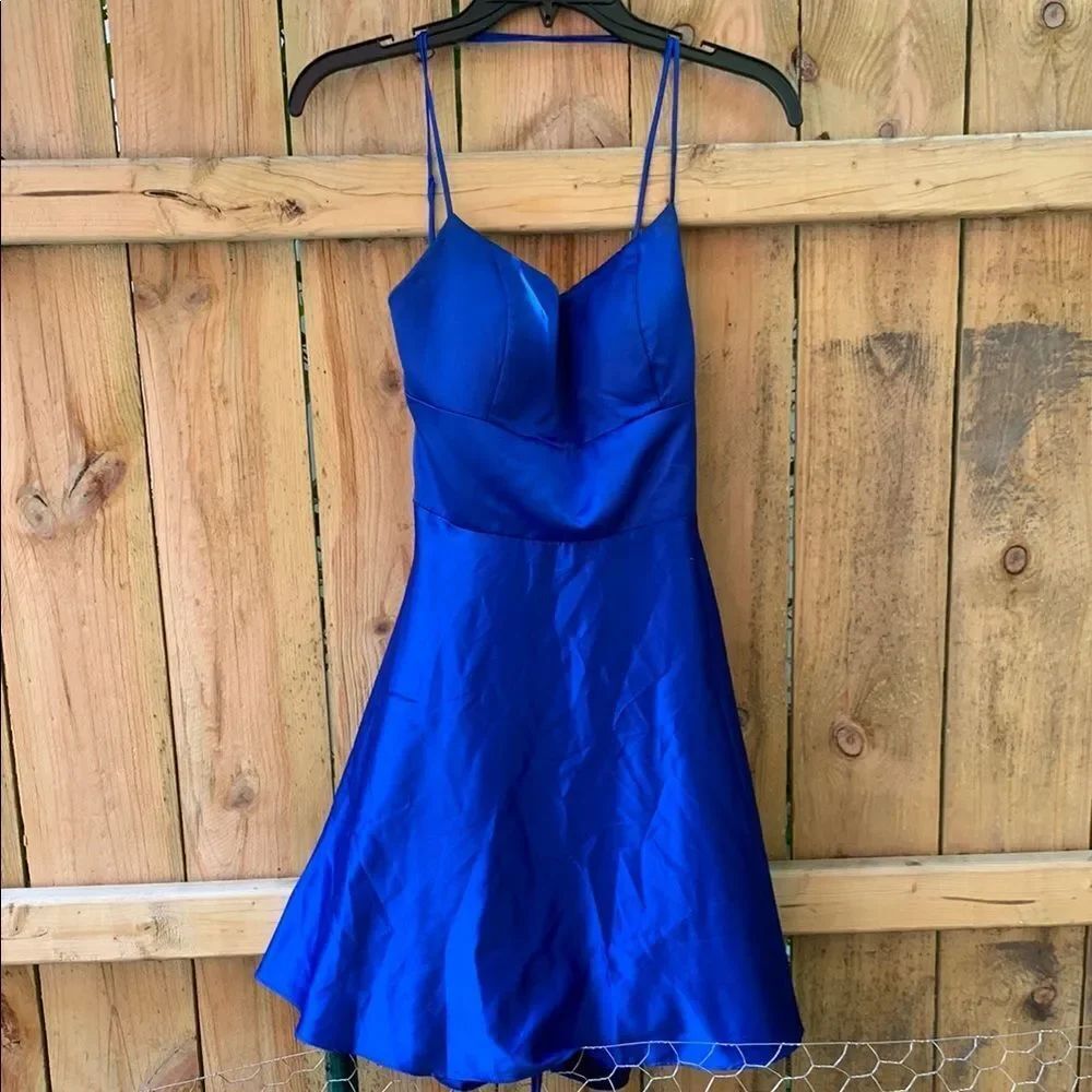 B Darlin Blue Spaghetti Strap Mini Sundress